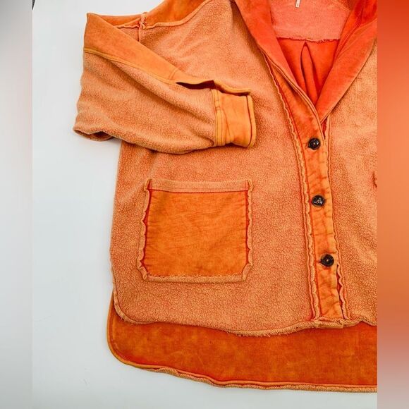 Free people | Jordan oversized distressed Orange Women's Jacket | size medium - Picture 6 of 9